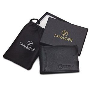Tanager USA Mens Leather Wallet Black RFID Front Pocket Money Clip W/ Gift Box